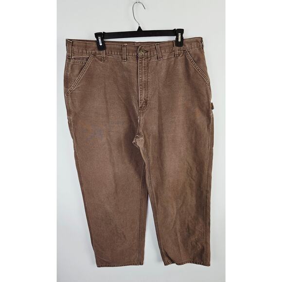 VTG Carhartt Work Pants 44x32 B11 CHT Tan Dungaree Carpenter Union Made USA Work - Picture 1 of 10